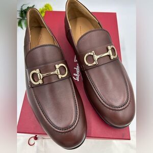Men’s Salvatore, Ferragamo Gancini calf leather loafers size 8.5 EE made Italy